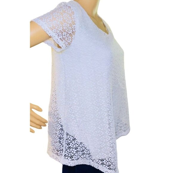(5 for $25) Rafaella Short Sleeve White Lace Blouse Size Small - Picture 6 of 6